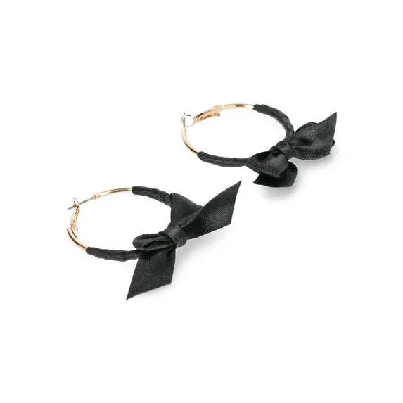 No Boundaries Women's Black Bow Hoop Earrings – Trendy Jewelry
