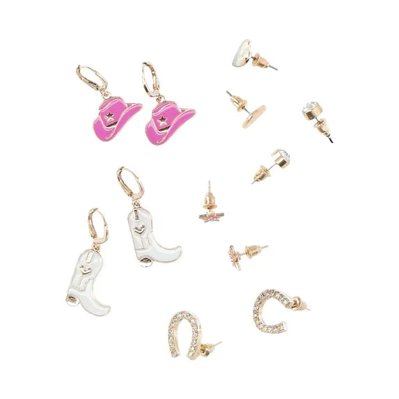 No Boundaries 6-Pack Cowgirl Chic Earrings Set for Women