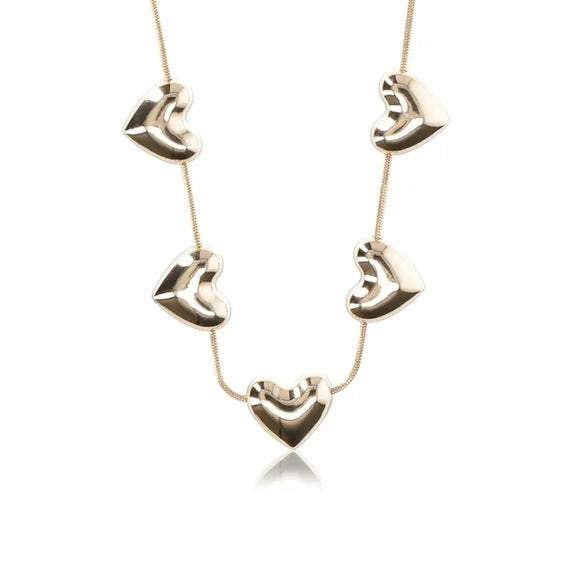 No Boundaries Women's Gold-Tone Bubble Heart Station Necklace