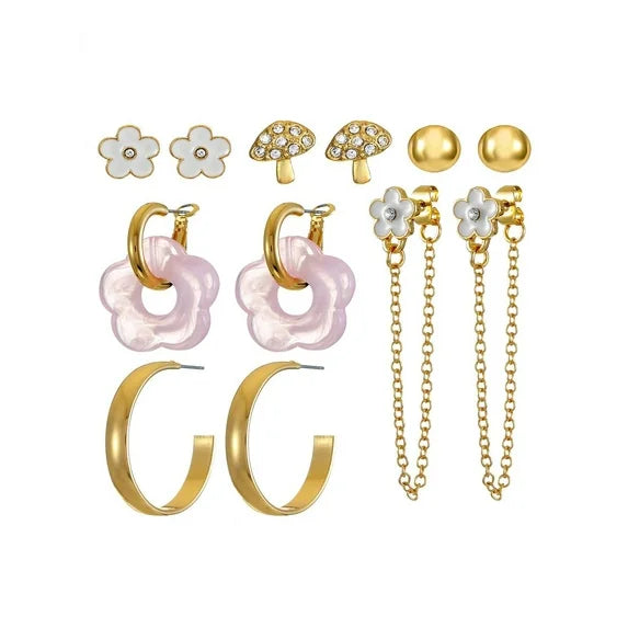 No Boundaries Women's 6-Pair  Stud & Hoop Earring