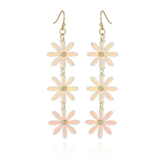 No Boundaries Iridescent Pink Flower Drop Earrings
