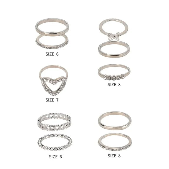 No Boundaries Women’s 10-Piece Silvertone Stackable Ring Set