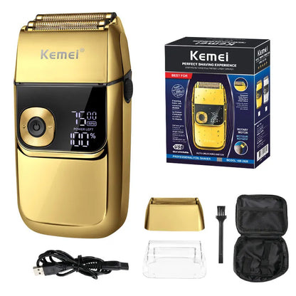 Kemei Electric Foil Shavers: 2-in-1 Trimmer, LED, Waterproof