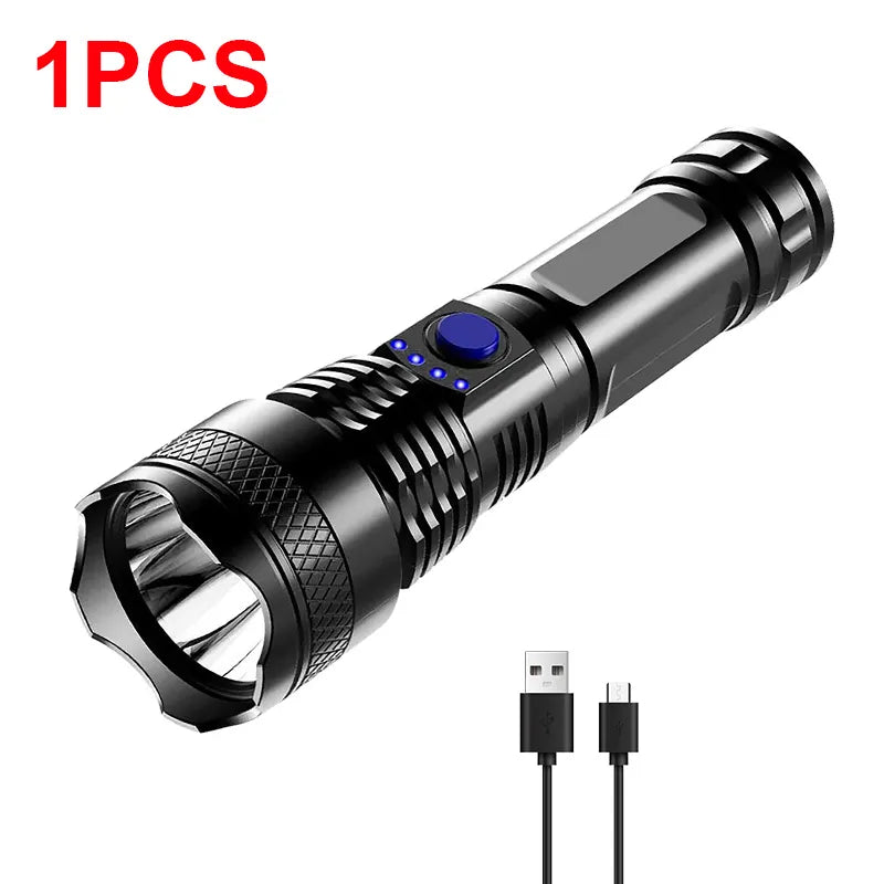 High Power LED Flashlight | Super Bright, Portable Spotlight, USB Rechargeable, Waterproof Torch