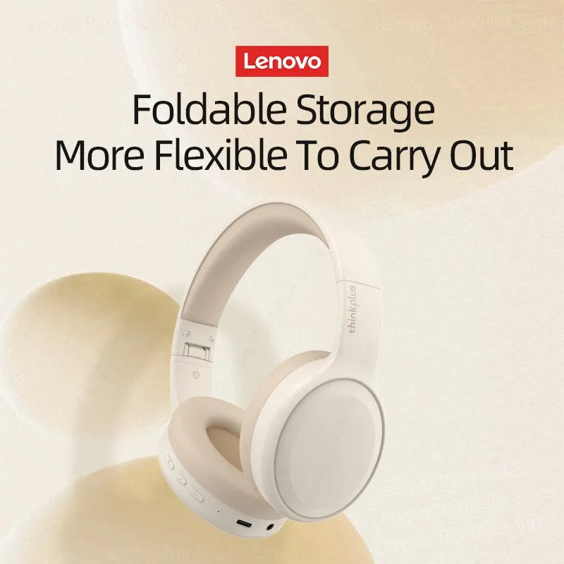 Lenovo TH30 Wireless Headphones: Bluetooth 5.3, Foldable Gaming