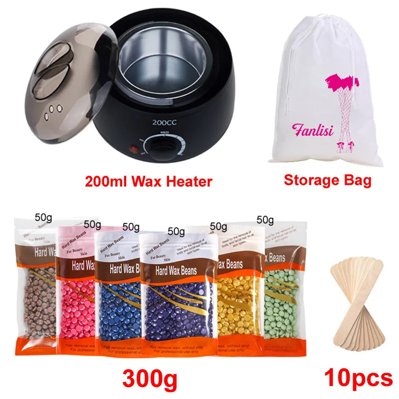 Professional Wax Heater Depilation Kit: Paraffin Pot, Wood Sticks