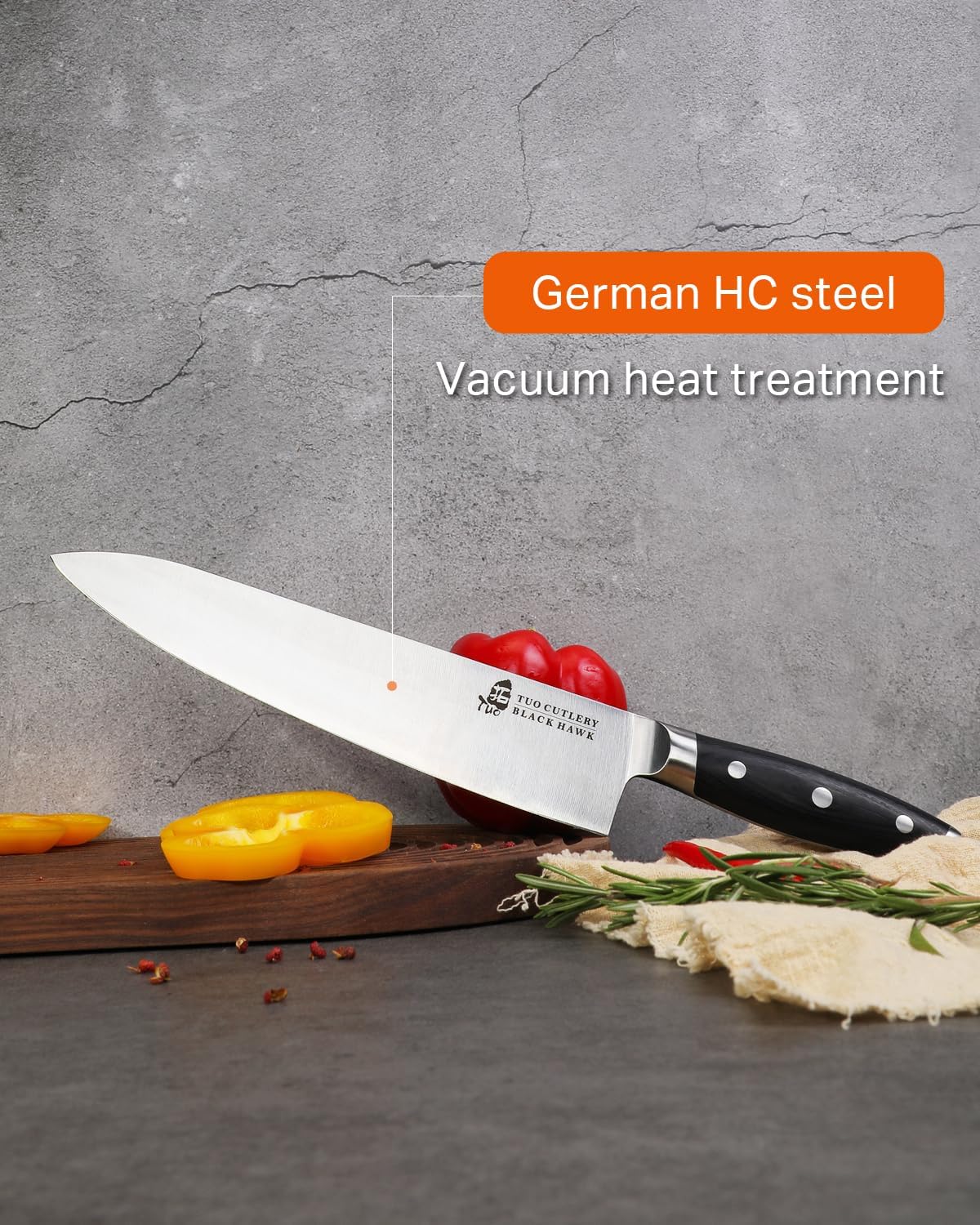 10" Chefs Knife with Gift Box Black HAWK Mak Persona