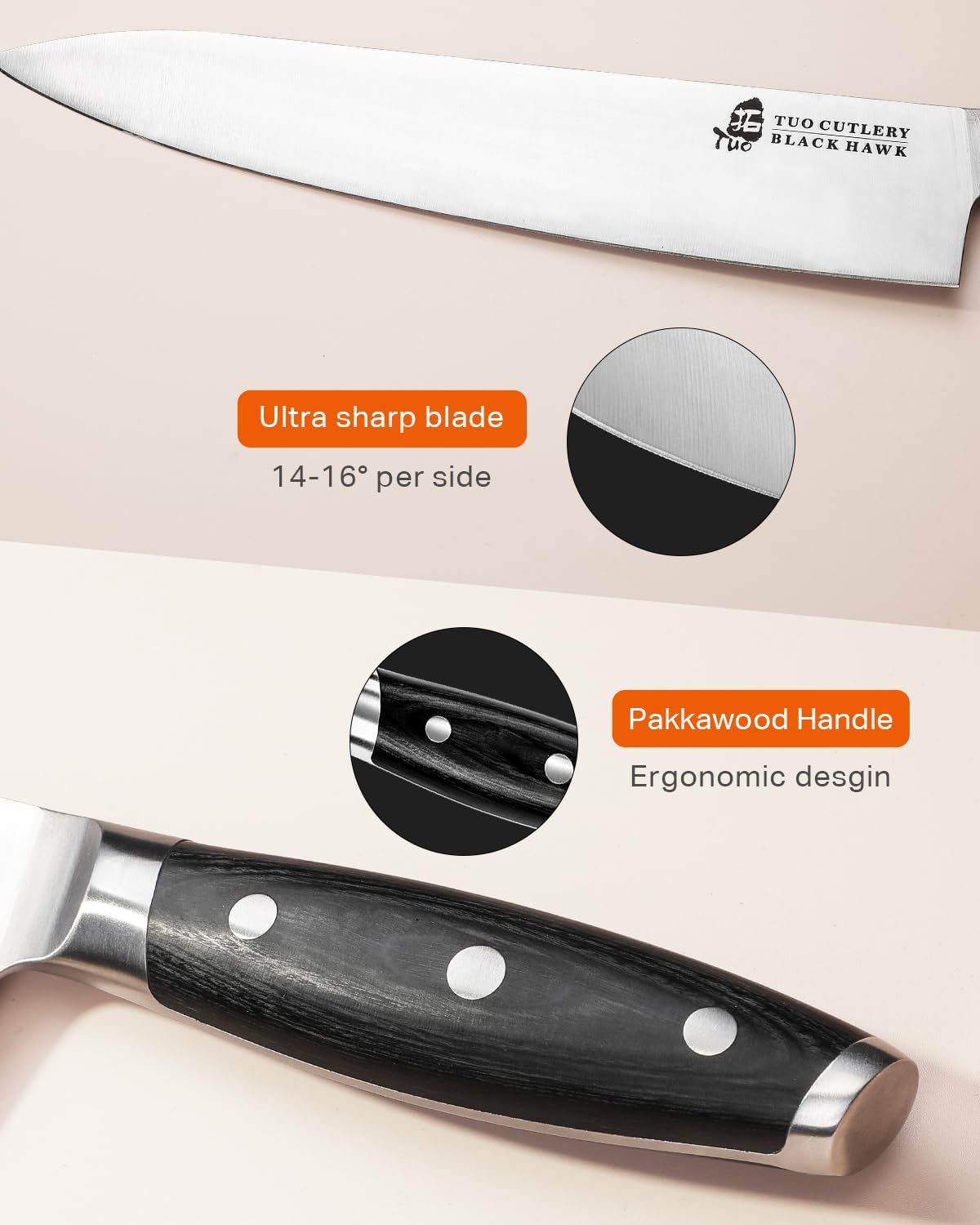 10" Chefs Knife with Gift Box Black HAWK Mak Persona