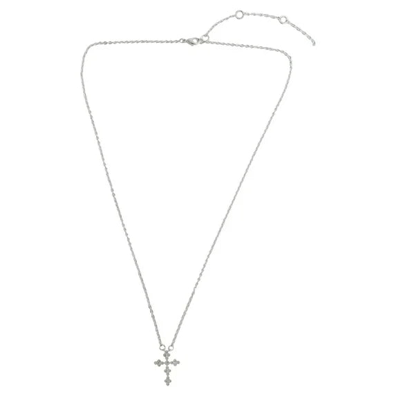 Time and Tru Delicate Cross Necklace – Silver Tone