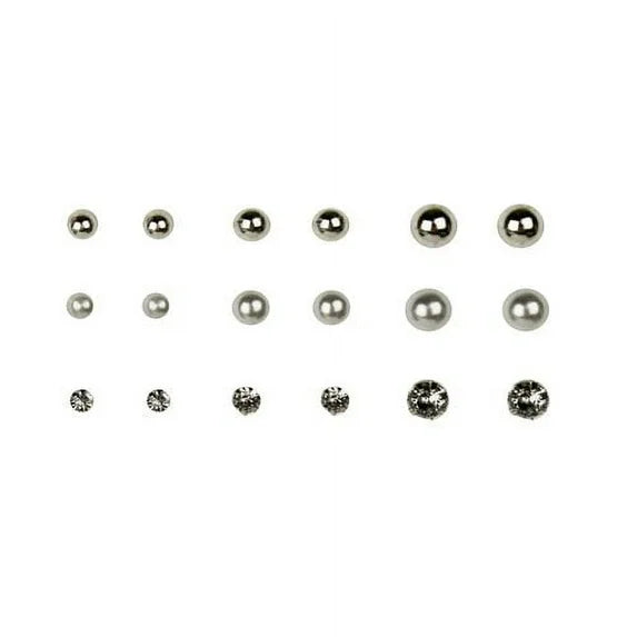 Time and Tru 9-Piece Silver & Pearl Earring Set