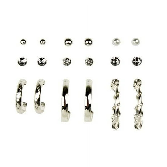 Time and Tru Essentials 9-Piece Multi Earring Set