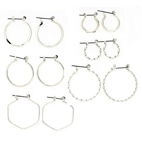 Time and Tru Essentials Silver Hoop Earrings Set – 6-Pack