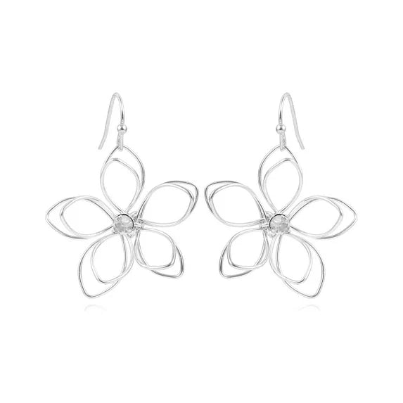 Time & True Women’s 3D Metal Flower Earrings – Fishhook Design