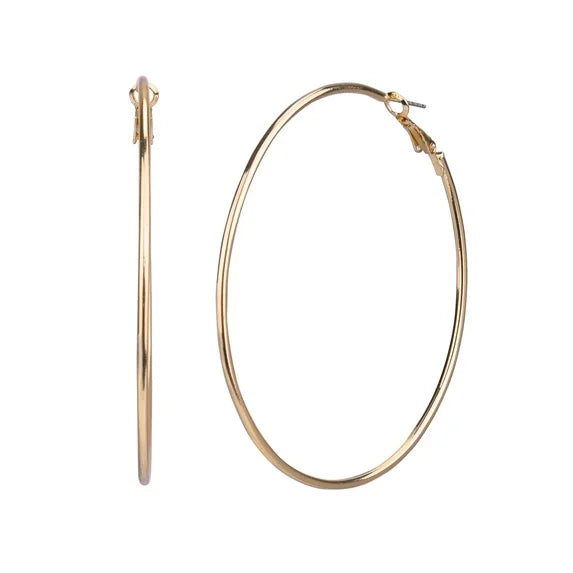 Time and Tru Women’s Gold-Tone Clutchless Hoop Earrings