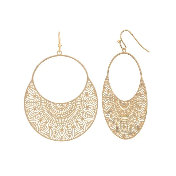 Time and Tru Gold Tone Filigree Drop Earrings for Women