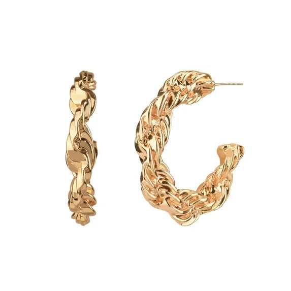 Time and Tru Women’s Gold-Tone Rope Hoop Earrings