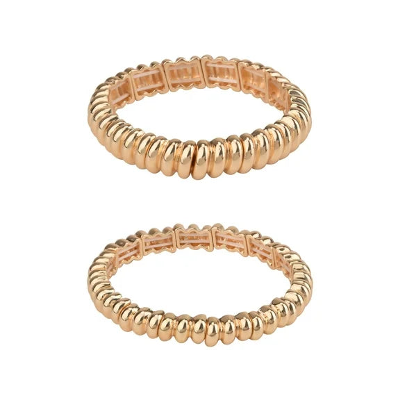 Time and Tru Adult Women's Gold-Tone Stretch Bracelet Set – 2-Piece