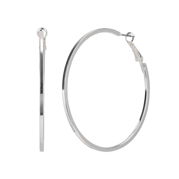Time and Tru Women’s silver Tone Wide Click-Top Hoop Earrings