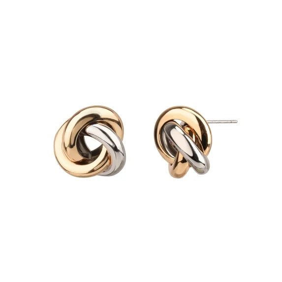 Elegant Knot Post Earrings – Gold & Silver Tone