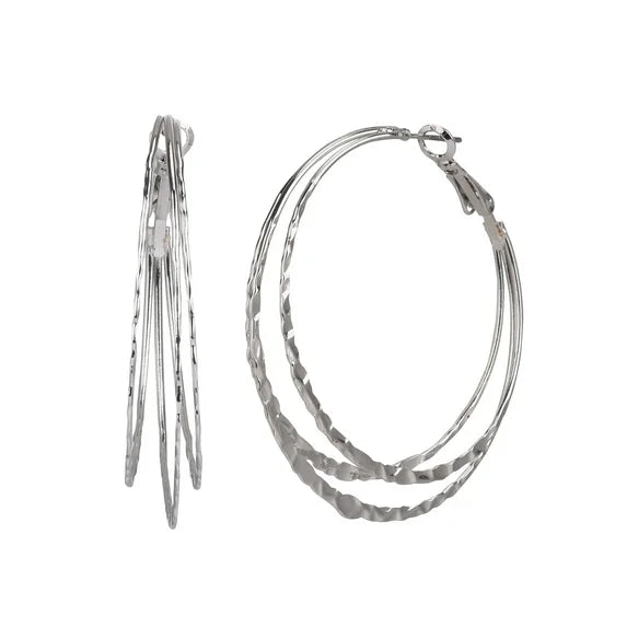 Time and Tru Women’s Double Layer Silver Hoop Earrings