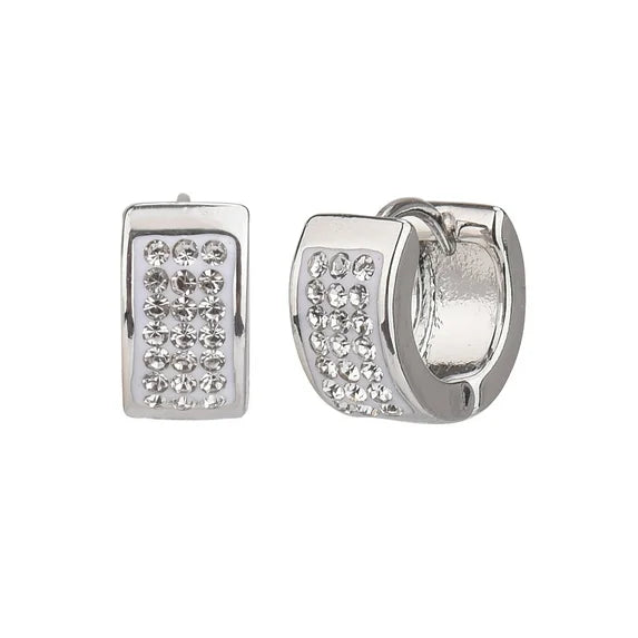 Time and Tru Women’s Silver Tone Crystal Huggie Hoop Earrings