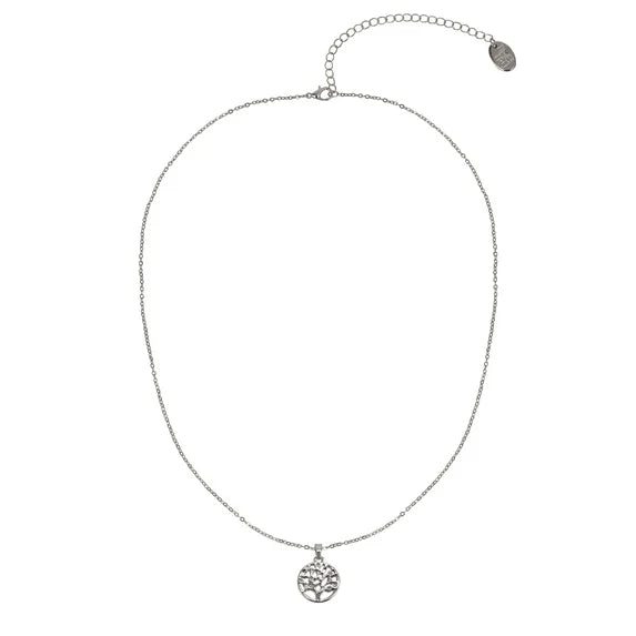 Time and Tru Tree of Life Necklace – Silver & Crystal
