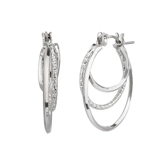 Time and Tru Women's Silver Tone Twist Hoop Earrings
