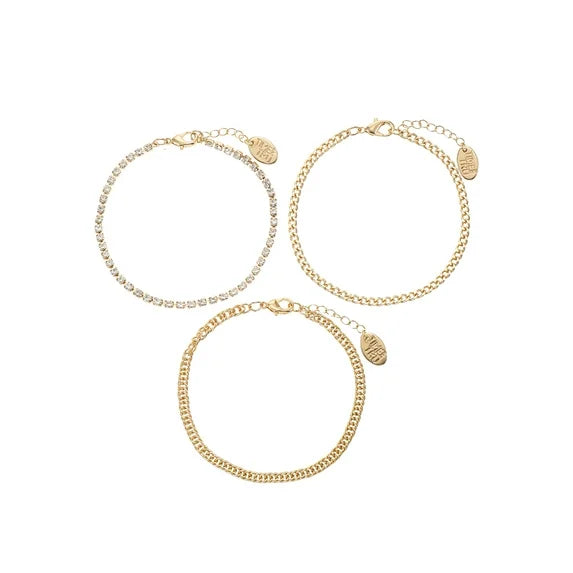 Time and Tru Gold Bracelet Set - 3-Piece Cubic Zirconia (7.5")