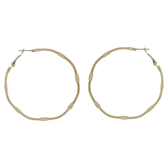 Time and Tru Goldtone Diamond Hoop Earrings – 2.25" Elegant Statement Jewelry for Women