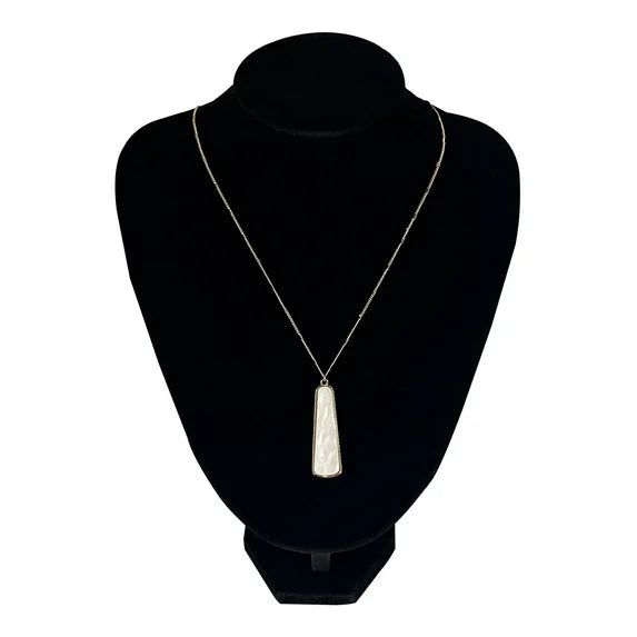 Elegant Gold-Plated Mother of Pearl Long Pendant Necklace