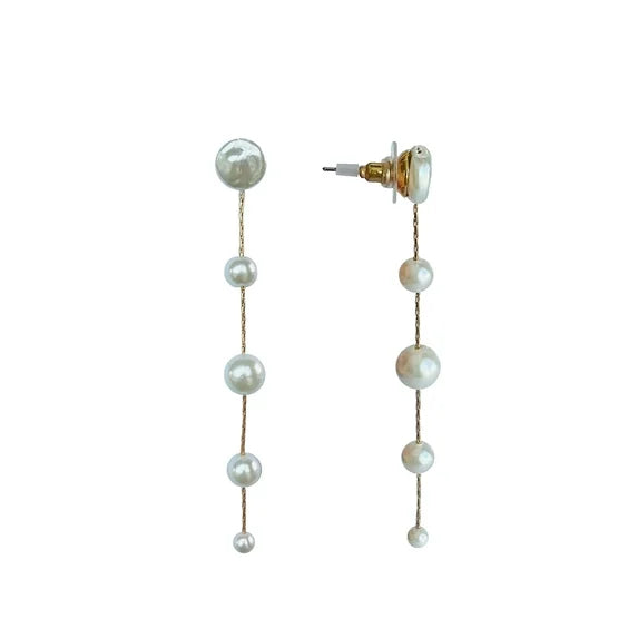 Time and Tru Gold-Plated Pearl Linear Drop Earrings