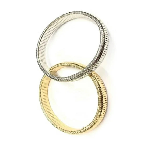 Time and Tru Silver & Goldtone Omega Bracelet Set – 2-Piece