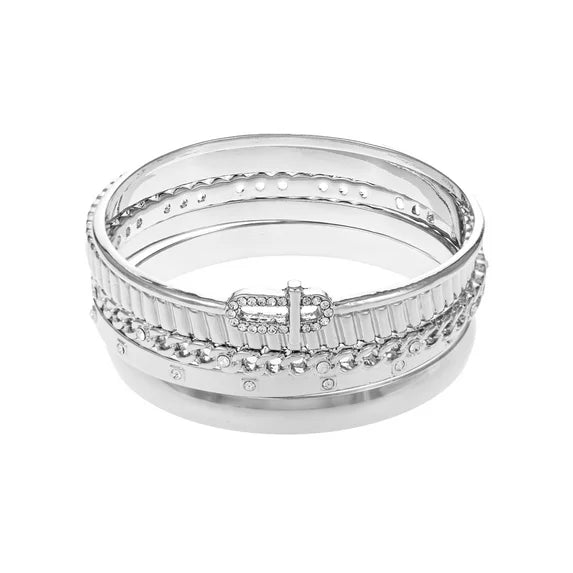 Time and Tru Women’s Silvertone Bangle Bracelet Set – 5