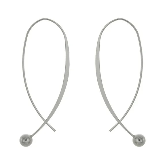 Time and Tru Silvertone Pull-Through Loop Hoop Earrings