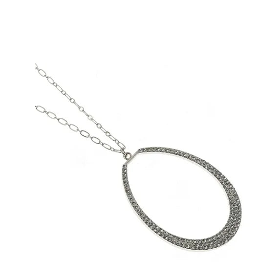 Elegant Rhodium Oval Pendant Necklace for Women