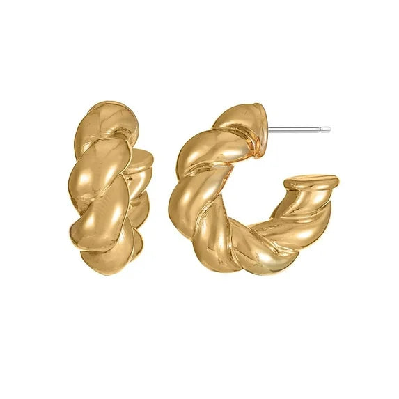 Time and Tru Chunky Goldtone Twist Hoop Earrings for Women