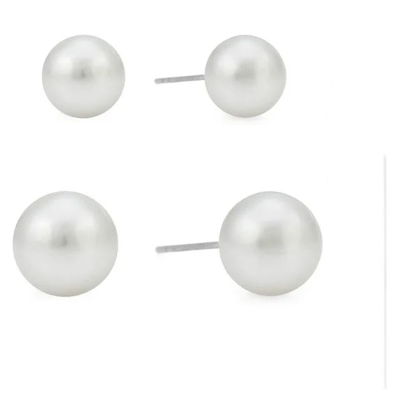 Time and Tru Women’s Faux Pearl Stud Earrings – 2-Piece