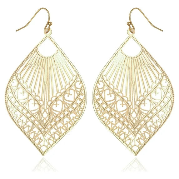 Time and Tru Women's Boho Filigree Metal Earrings