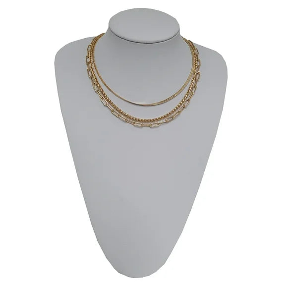 Time and Tru Women’s Layered Chain Necklace – 16”, 17”, 18”