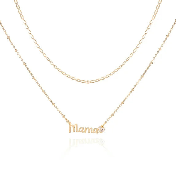 Time and Tru Gold ‘Mama’ Layered Necklace Set – 2-Piece