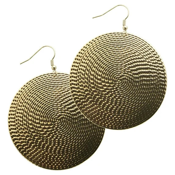 Time and Tru Women’s Gold-Tone Textured Disc Drop Earrings