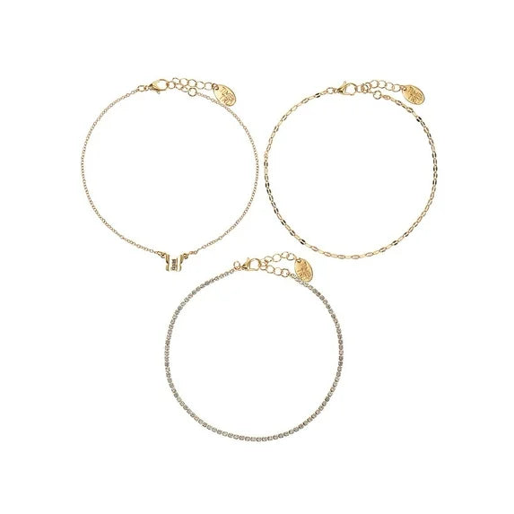 Time and Tru Women's Goldtone Butterfly Anklet Set ā 3-Piece