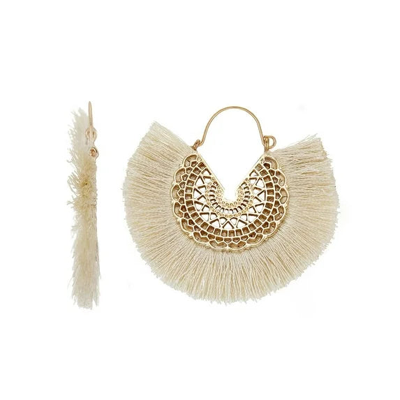 Time and Tru Women’s Goldtone & Ivory Tassel Fringe Earrings