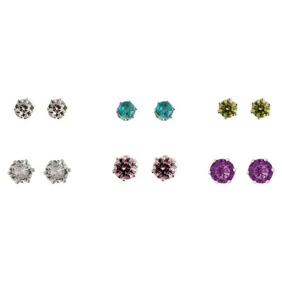 Time and Tru Women’s 6-Pack Multi-Colored Stud Earrings