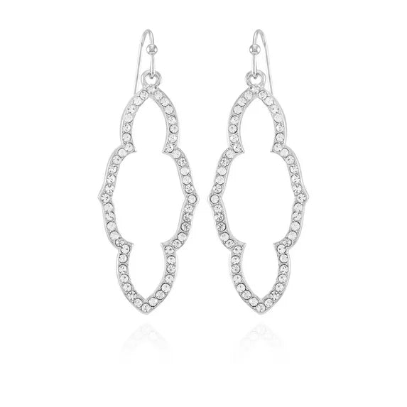 Time and Tru Women’s Crystal Medallion Drop Earrings – Silver Tone