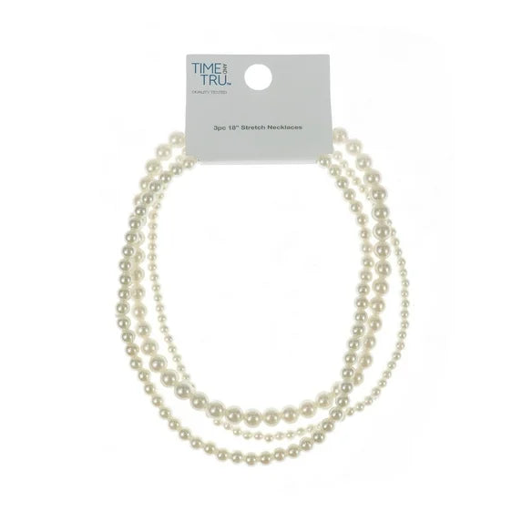 Time and Tru Women’s 3-Piece Pearlescent Necklace Set
