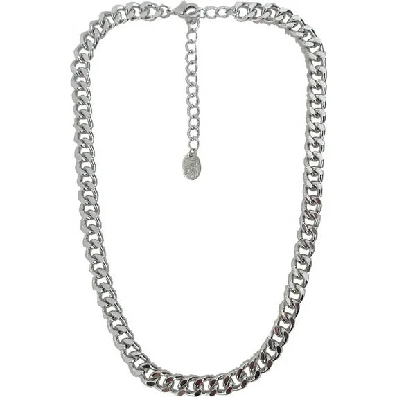 Time and Tru Women's Women's Silver Chunky Curb Chain Necklace – 17"