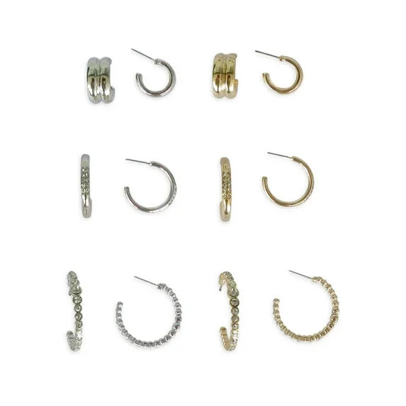 Time and Tru Women’s Two-Tone Hoop Earrings – 6-Piece