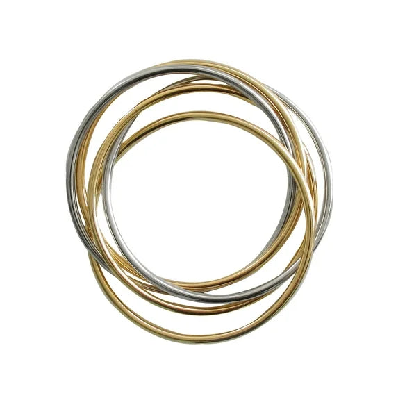 Time and Tru Women’s Two-Tone Bangle Set – 5-Piece Iron & CZ Plated Bracelets