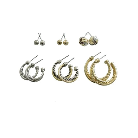 Time and Tru Women’s 6-Pair Two-Tone CZ Earring Set